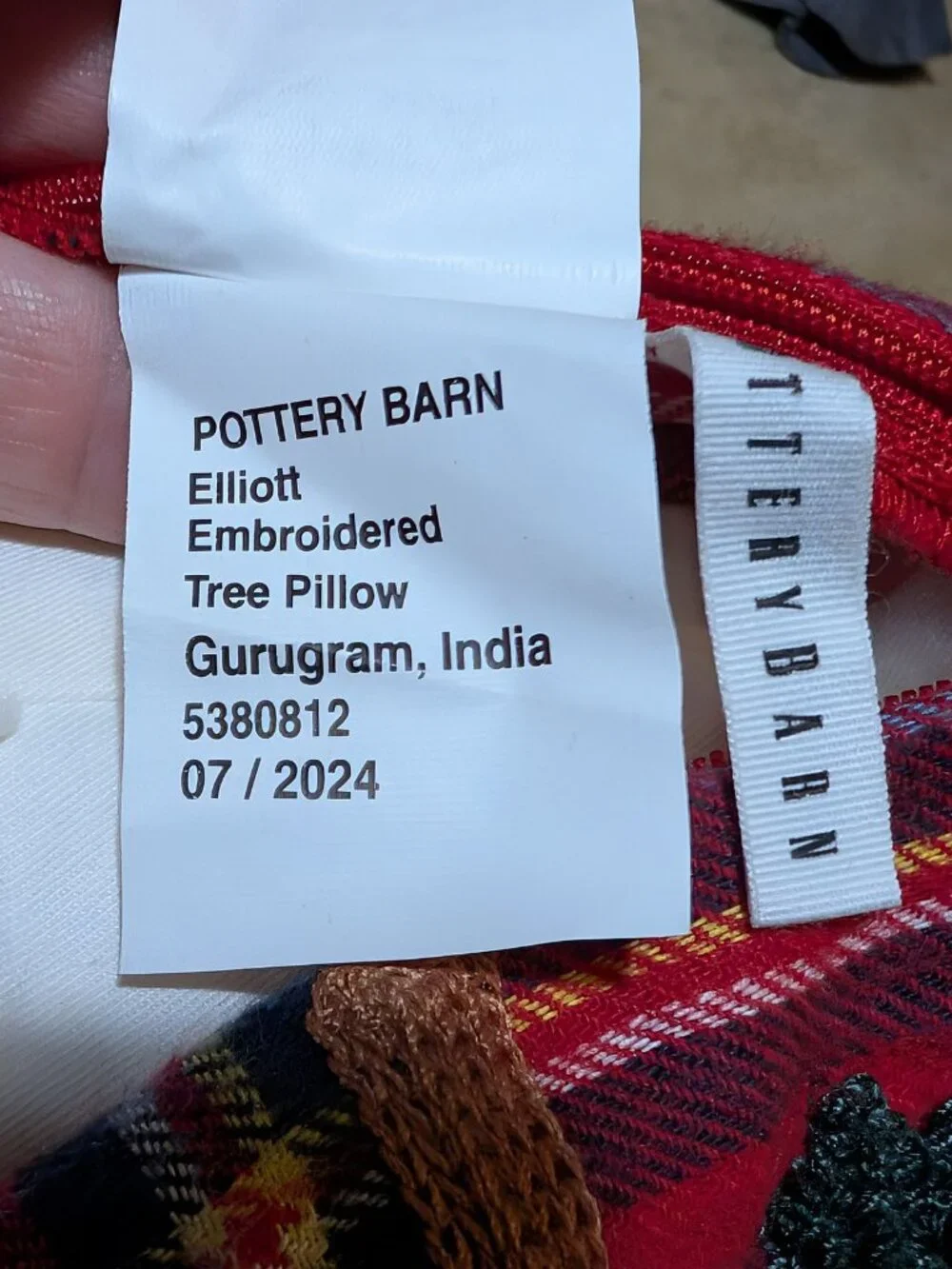 POTTERY BARN ELLIOTT EMBROIDERED TREE PILLOW COVER, 20